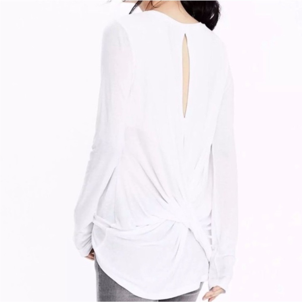 *NWOT* Banana Republic Long Sleeve Open Twist Back Top, Gray Marl